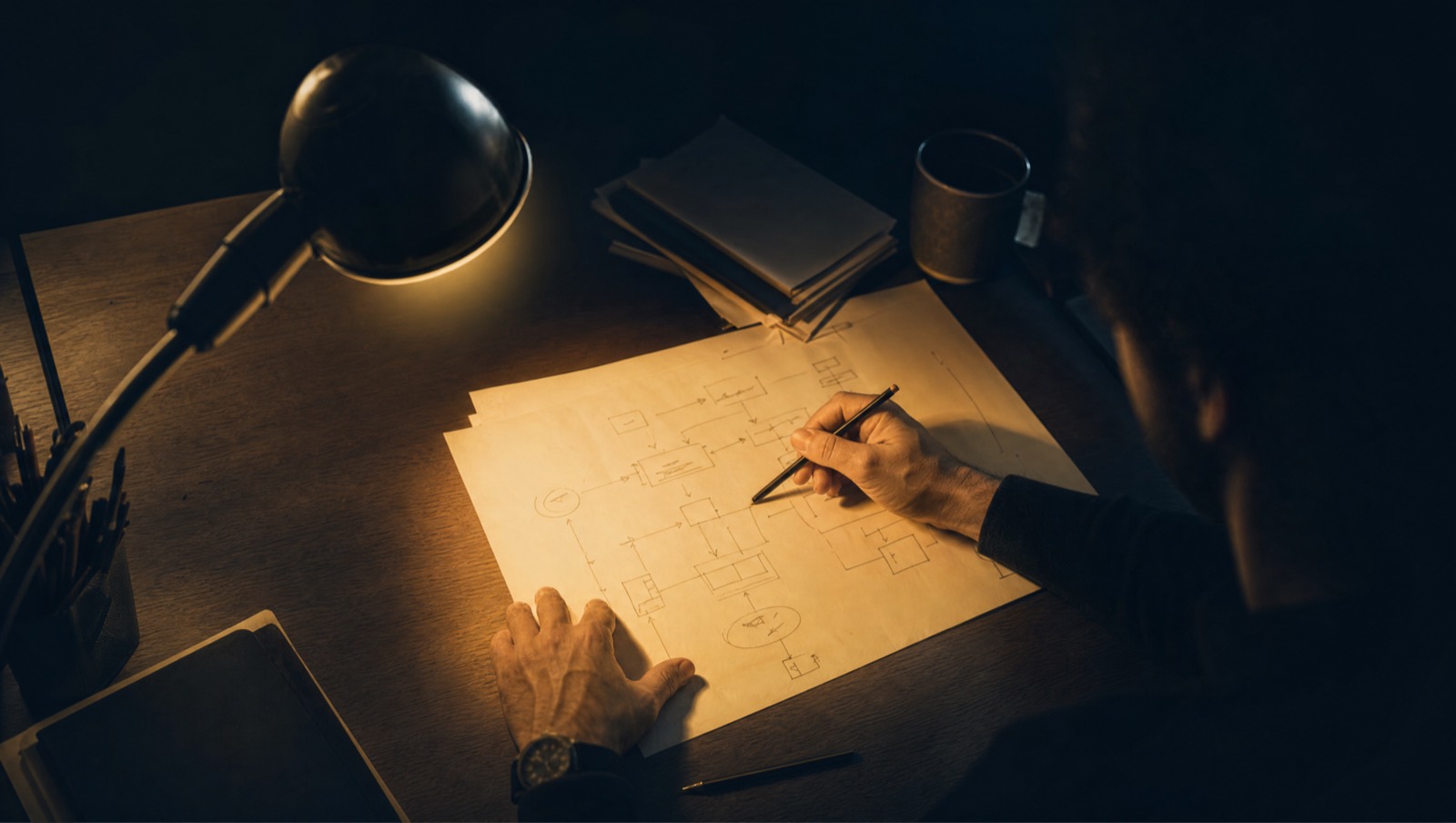 Process mapping under desk light